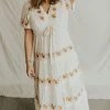 Henly Dresses Adella Embroidered Maxi In Natural