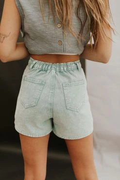Henly Wyatt Denim Shorts In Aqua