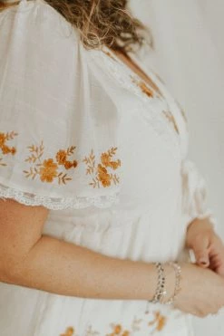 Henly Dresses Adella Embroidered Maxi In Natural