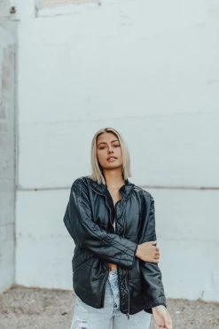 Henly Free People Dolman Quilted Vegan Leather Jacket In Black Jackets/Shackets/Blazers