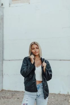 Henly Free People Dolman Quilted Vegan Leather Jacket In Black Jackets/Shackets/Blazers