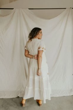 Henly Dresses Adella Embroidered Maxi In Natural