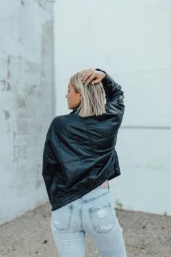 Henly Free People Dolman Quilted Vegan Leather Jacket In Black Jackets/Shackets/Blazers