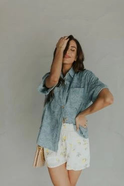 Henly Jody Paisley Denim Top Tops