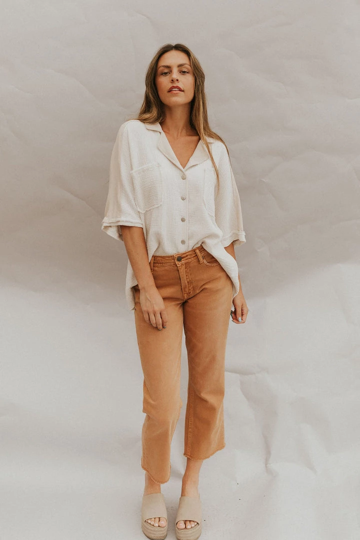 Henly Block Party Gauze Top In Natural Tops