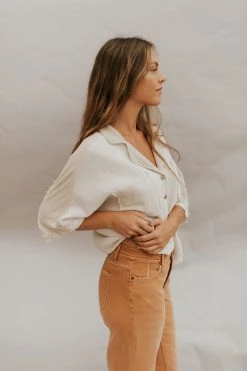 Henly Block Party Gauze Top In Natural Tops