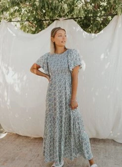 Henly Lena Floral Maxi In Blue
