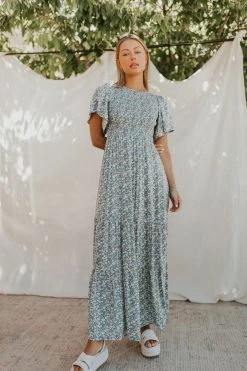 Henly Lena Floral Maxi In Blue