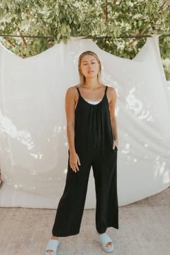 Henly Brie Linen Jumpsuit In Black Jumpsuits