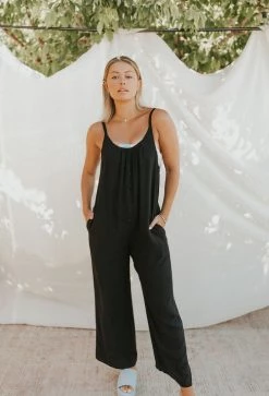 Henly Brie Linen Jumpsuit In Black Jumpsuits