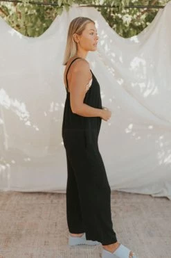 Henly Brie Linen Jumpsuit In Black Jumpsuits