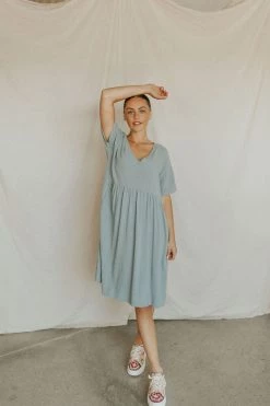Henly Dresses Emmy Babydoll In Faded Denim