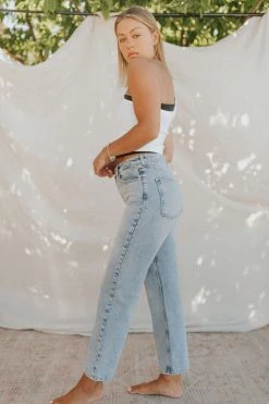 Henly Free People Pacifica Straight Leg Jean In Bleach Acid