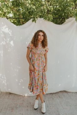 Henly Lucky Me Floral Midi In Dusty Blue NEW ARRIVALS