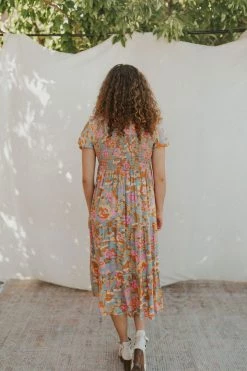 Henly Lucky Me Floral Midi In Dusty Blue NEW ARRIVALS