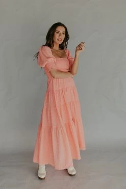 Henly Sundown Crepe Maxi In Coral Dresses