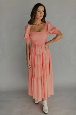 Henly Sundown Crepe Maxi In Coral Dresses