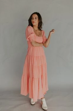 Henly Sundown Crepe Maxi In Coral Dresses
