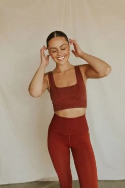 Henly SETS Free People Square Neck Good Karma Bra In Canyon Clay