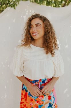 Henly Nena Gauze Top In Cream Tops