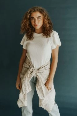 Henly *Free People Whats Up Baby Waffle Tee In Tofu