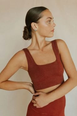 Henly SETS Free People Square Neck Good Karma Bra In Canyon Clay