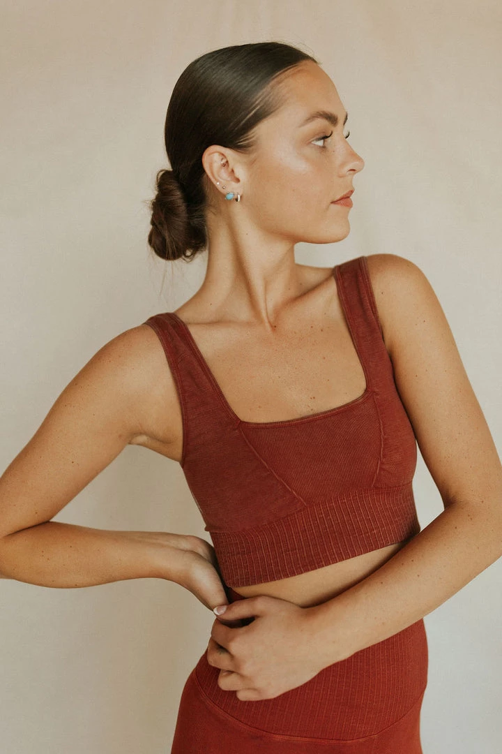 Henly SETS Free People Square Neck Good Karma Bra In Canyon Clay