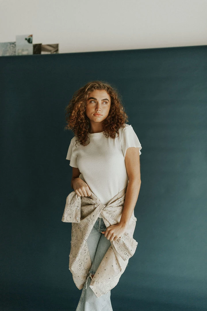 Henly *Free People Whats Up Baby Waffle Tee In Tofu