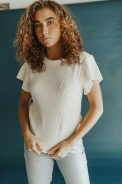 Henly *Free People Whats Up Baby Waffle Tee In Tofu