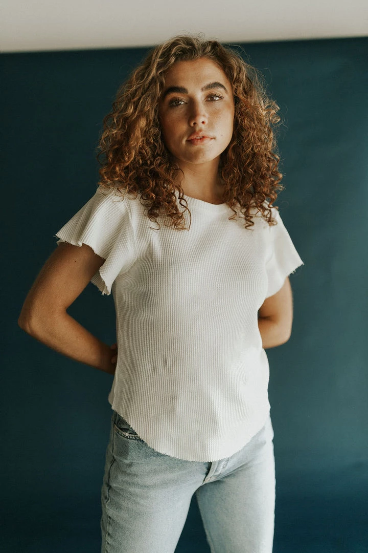 Henly *Free People Whats Up Baby Waffle Tee In Tofu