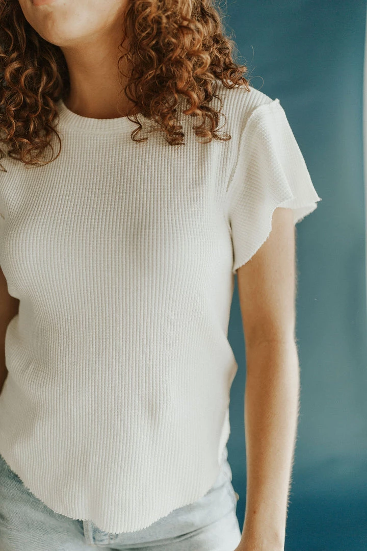 Henly *Free People Whats Up Baby Waffle Tee In Tofu