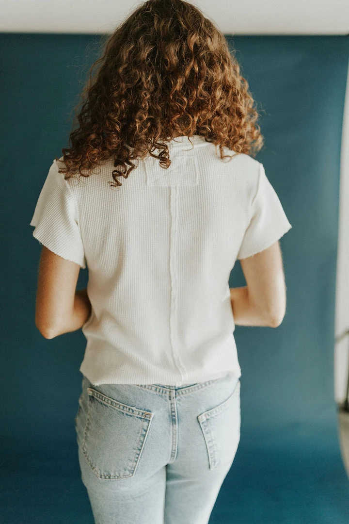 Henly *Free People Whats Up Baby Waffle Tee In Tofu