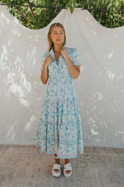 Henly Dresses Arden Floral Midi In French Blue