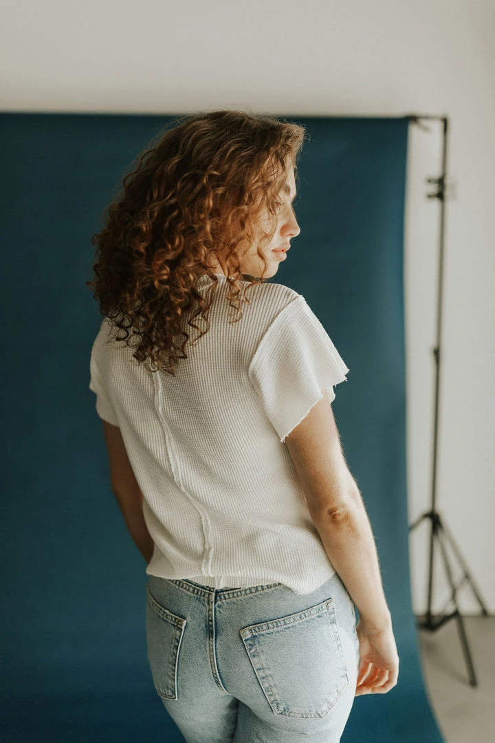 Henly *Free People Whats Up Baby Waffle Tee In Tofu