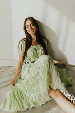Henly Edie Crepe Maxi In Lime Sherbet Dresses