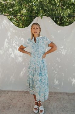 Henly Dresses Arden Floral Midi In French Blue