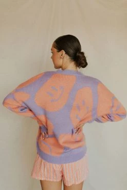 Henly Smiley Pullover In Lavender Sweaters