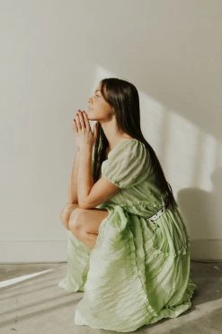 Henly Edie Crepe Maxi In Lime Sherbet Dresses