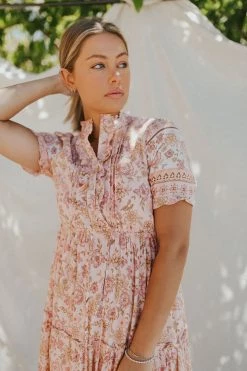 Henly Arden Floral Midi In Dusty Rose