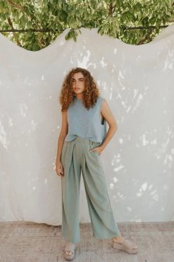 Henly Free People Nothin To Say Pleated Trousers In Seagrass NEW ARRIVALS