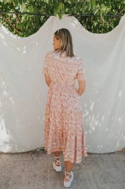 Henly Arden Floral Midi In Dusty Rose