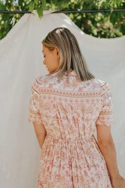Henly Arden Floral Midi In Dusty Rose