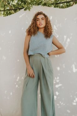 Henly Free People Nothin To Say Pleated Trousers In Seagrass NEW ARRIVALS