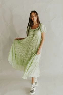 Henly Edie Crepe Maxi In Lime Sherbet Dresses