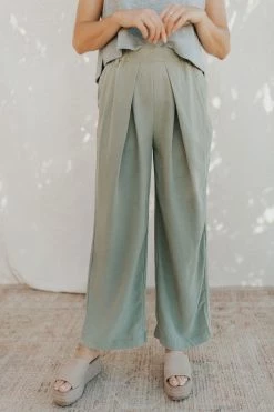 Henly Free People Nothin To Say Pleated Trousers In Seagrass NEW ARRIVALS