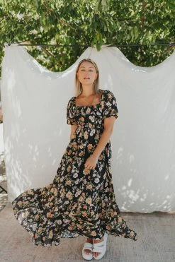 Henly Millie Floral Maxi In Black