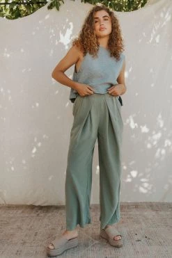 Henly Free People Nothin To Say Pleated Trousers In Seagrass NEW ARRIVALS