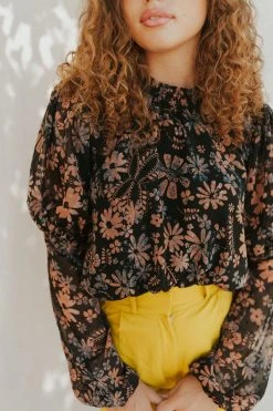 Henly Free People Clarissa Printed Top In Midnight Combo NEW ARRIVALS