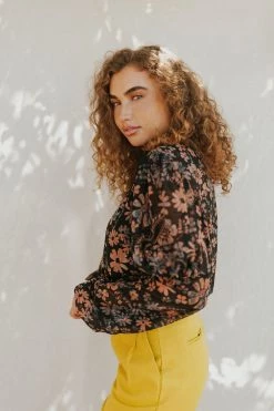 Henly Free People Clarissa Printed Top In Midnight Combo NEW ARRIVALS