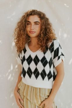 Henly NEW ARRIVALS Free People Through The Motions Sweater Vest In Cream Onyx